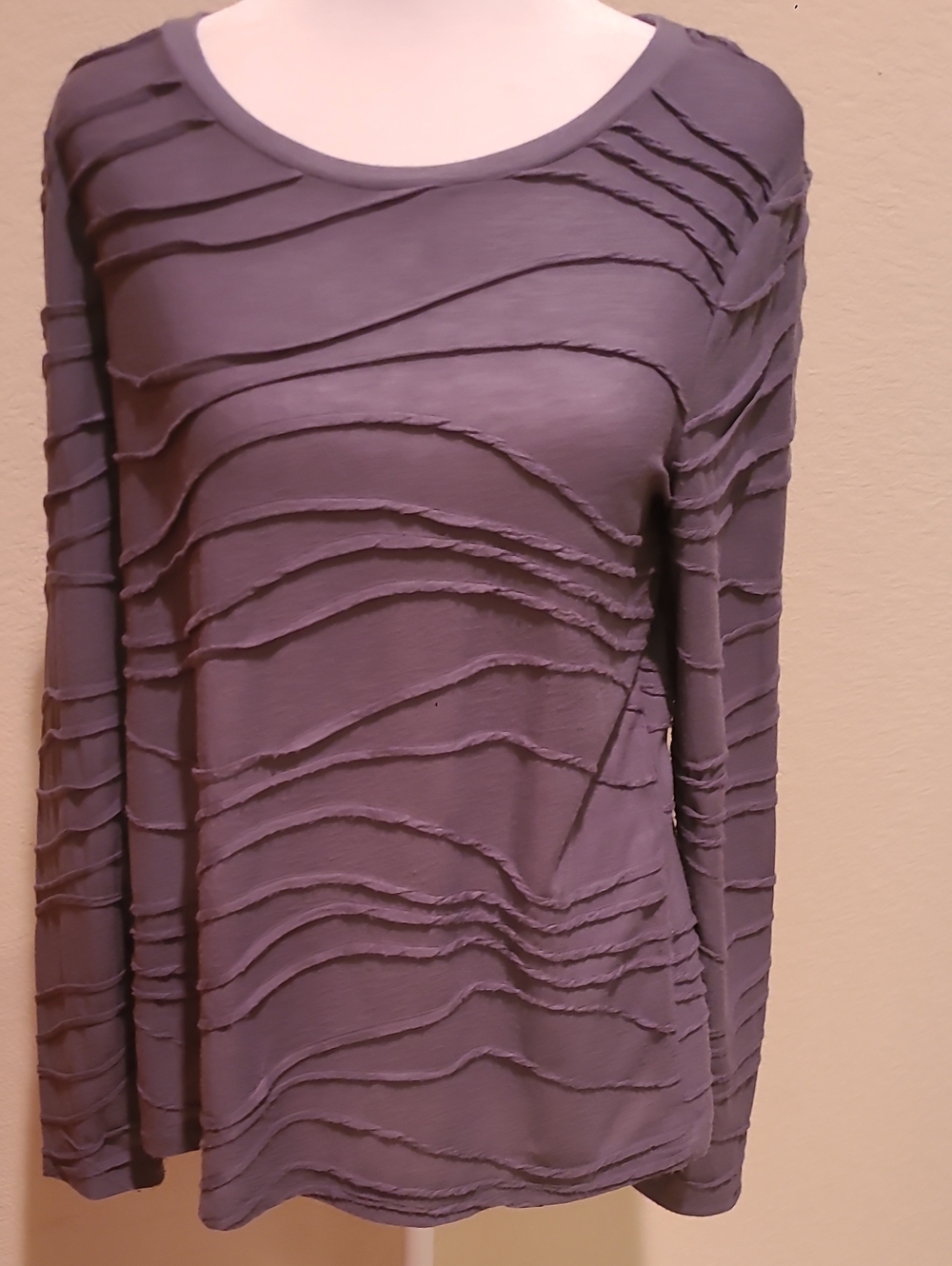 Simply Vera Wang Textured Long Sleeve Top in Grey Size M